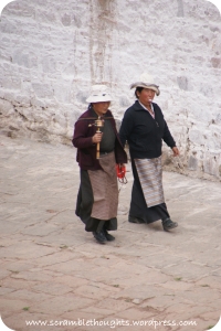 The traditional clothes of Tibetans. Each area will have different type of aprons.